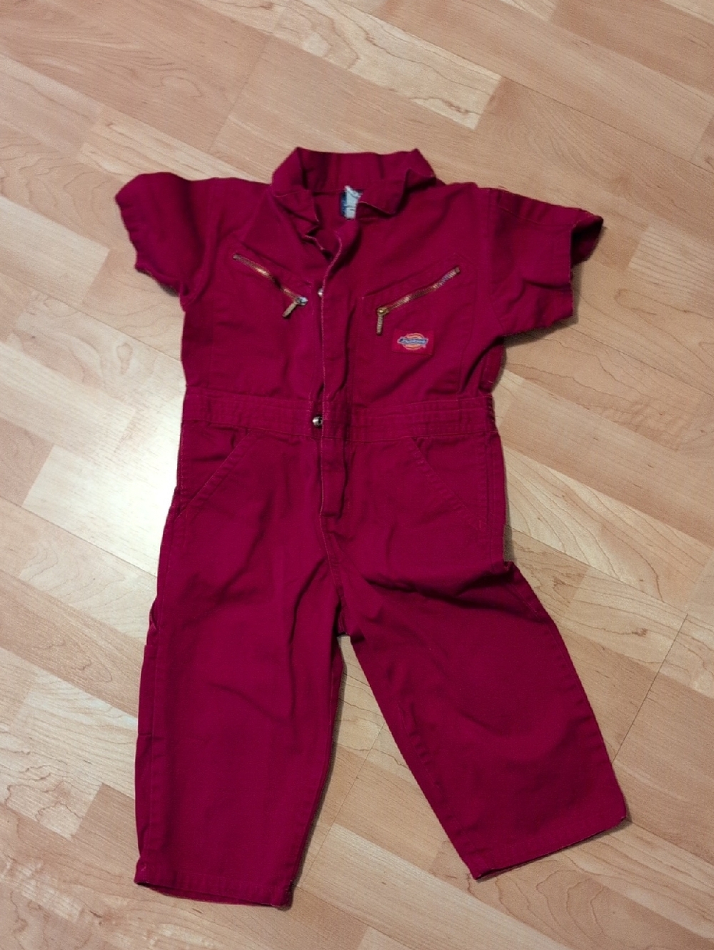 Vintage Dickies 2T  Kids Red Short-Sleeve Jumpsuit Overalls